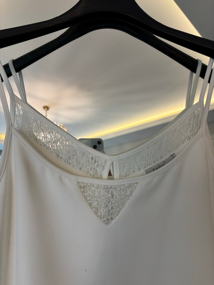 Dantel detaylı  bluz ekru - Görsel 2