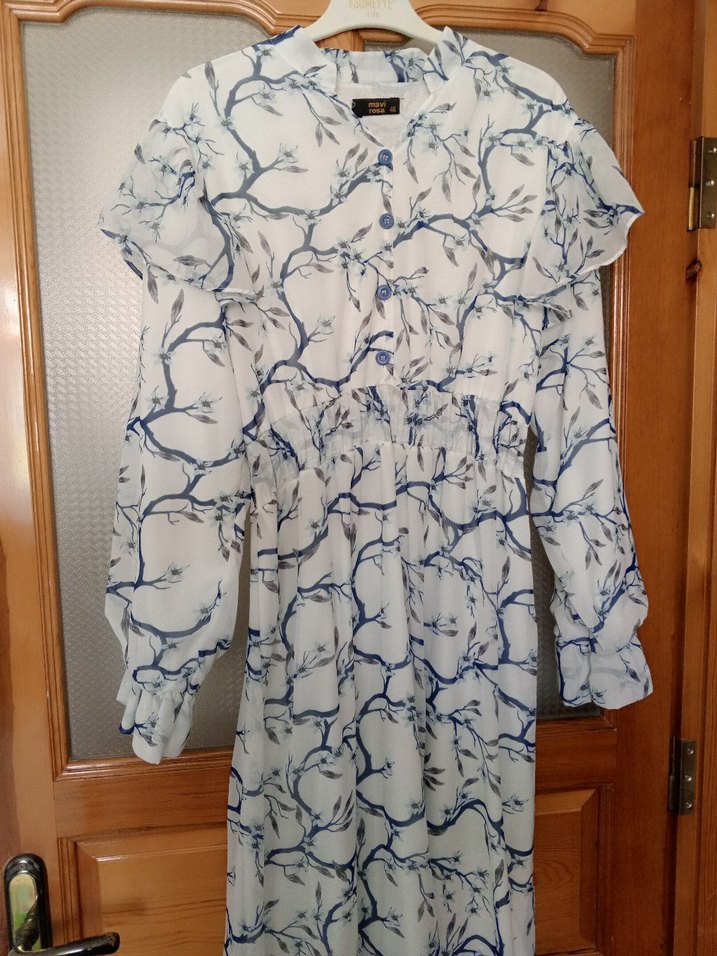 Uzun Kol, Fırfırlı Bohem Kadın Elbise - Görsel 3