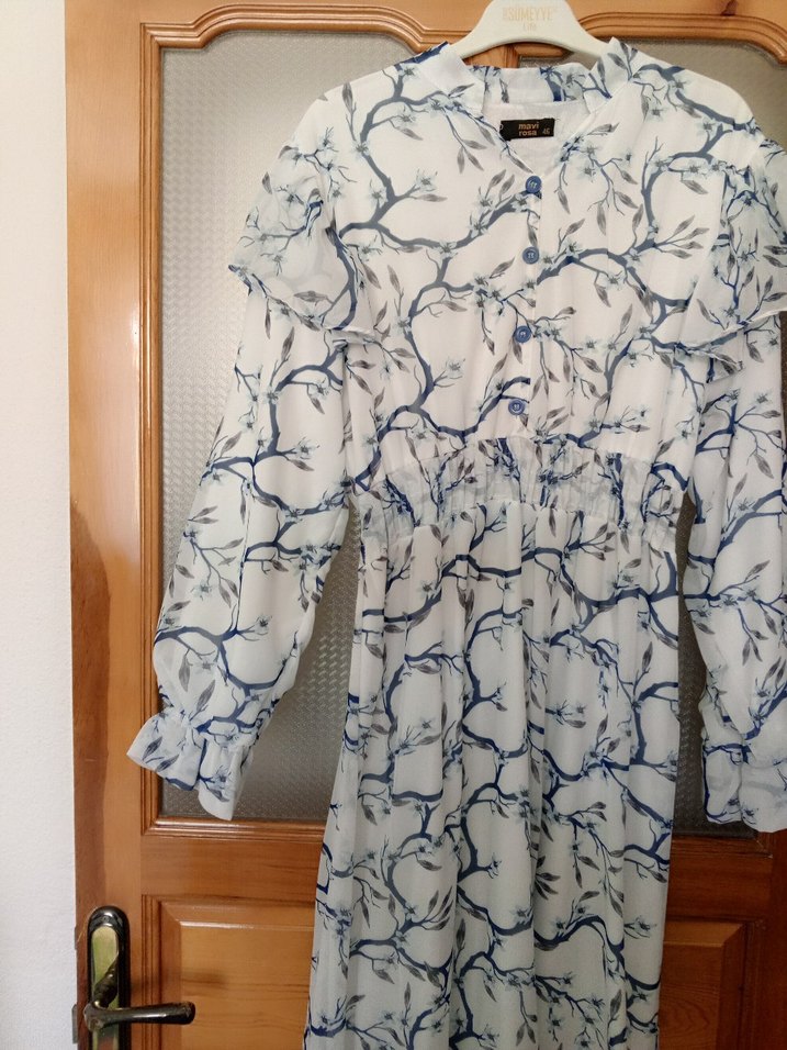 Uzun Kol, Fırfırlı Bohem Kadın Elbise - Görsel 4