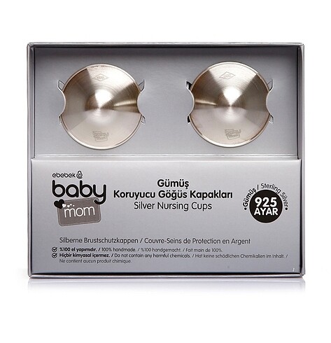 baby mom Gümüş Göğüs Ucu Koruyucu Kapak 2'li 925 Ayar