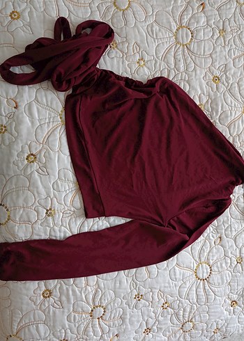 Bordo Straplez Uzun Kollu buluz xs m var