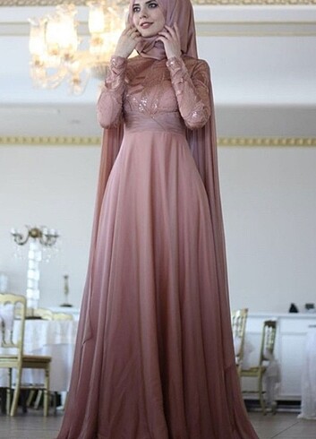 Uzun tesettür abiye elbise - Görsel 6