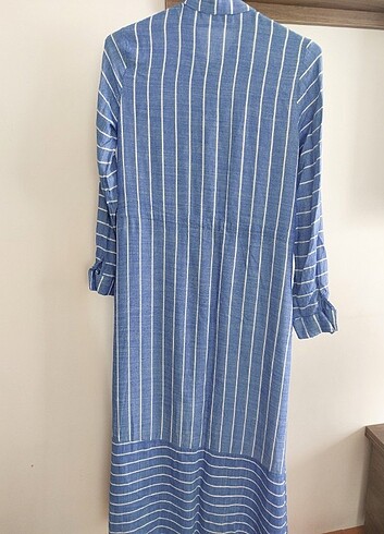 Uzun elbise çizgili tunik - Görsel 5