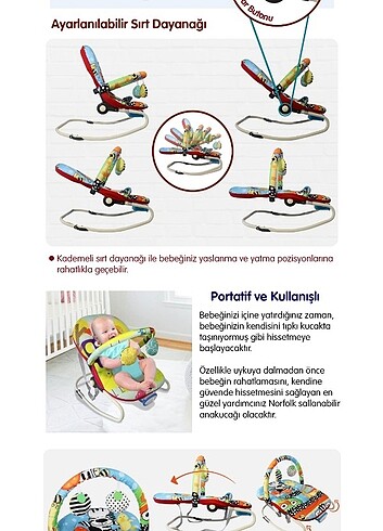Titreşimli müzikli sallanabilir ana kucağı  - Görsel 4