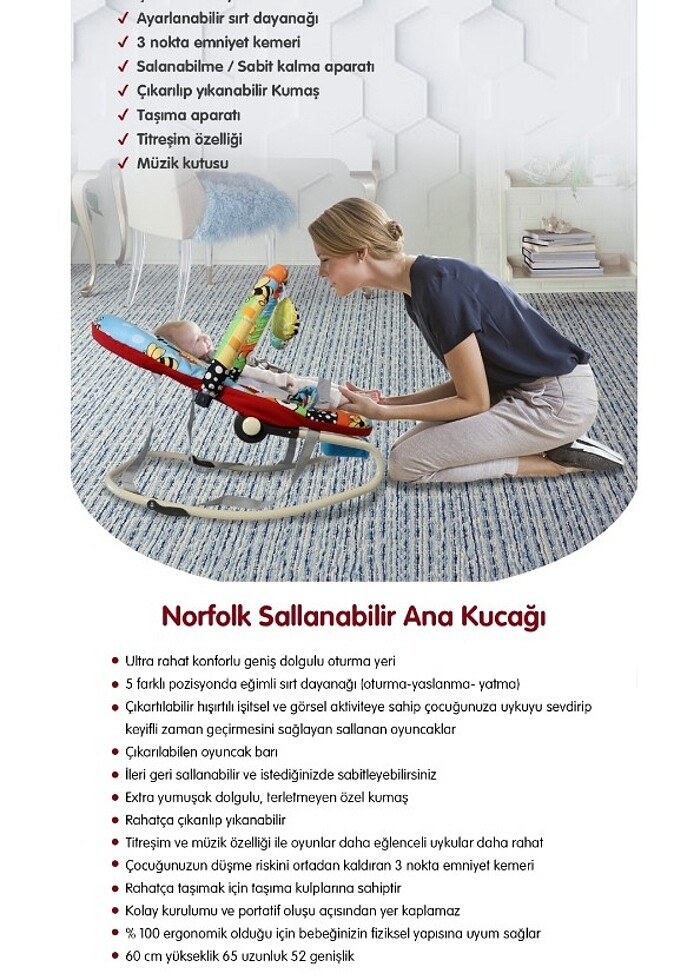 Titreşimli müzikli sallanabilir ana kucağı  - Görsel 3