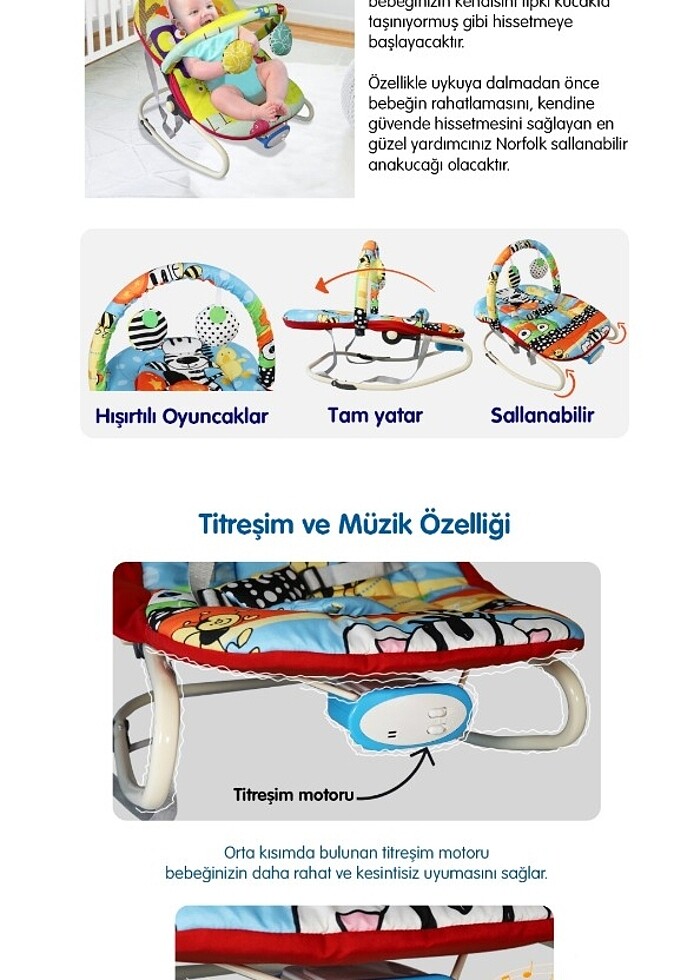 Titreşimli müzikli sallanabilir ana kucağı  - Görsel 5
