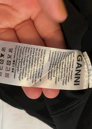 Siyah Oversize GANNI Baskılı Tişört - Görsel 4