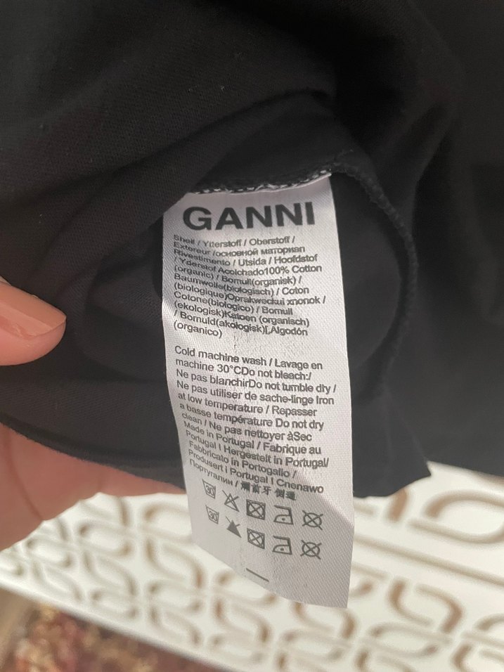 GANNI Baskılı Siyah Pamuklu Tişört - Görsel 4