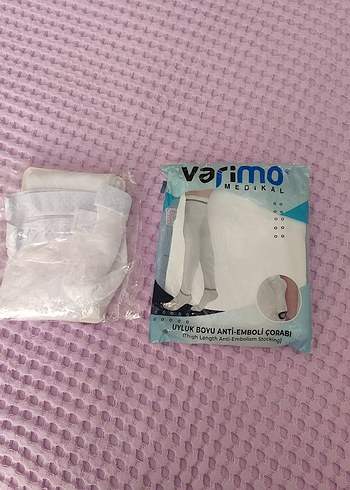 Varimo Beyaz Diz Üstü Anti-Emboli Çorap L beden