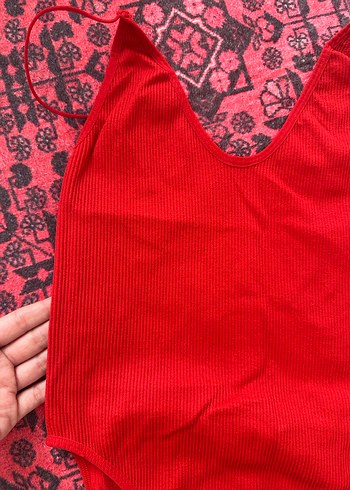 Kırmızı Fırfırlı İpli Kadın Mayo - Görsel 2