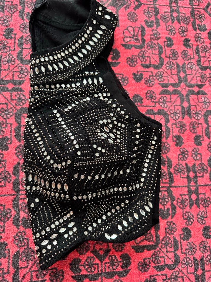 Boncuk İşlemeli Siyah Mini Straplez Büstiyer - Görsel 3