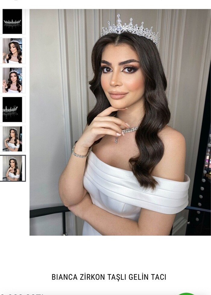 Bianca zirkon taşlı gelin tacı - Görsel 2