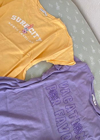 lcw yazlık tişörtler sarı mor - Görsel 2