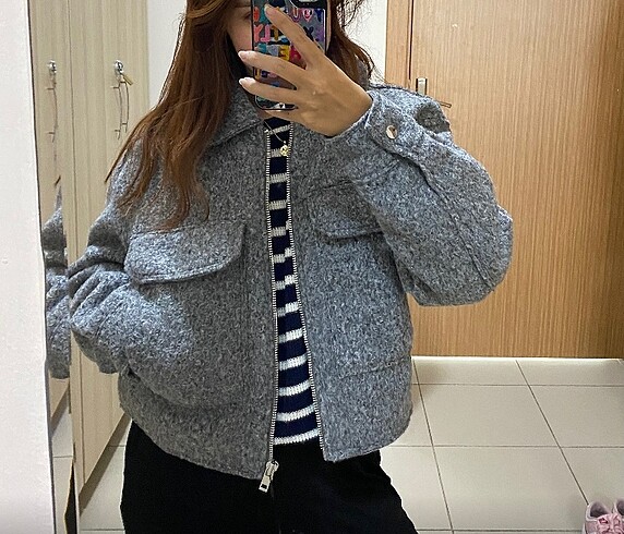 zara buklet gri viral ceket