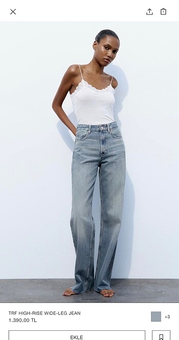 zara TRF high rise wide leg jean