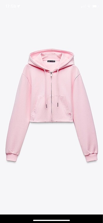 zara interlok örgü crop sweatshirt pembe