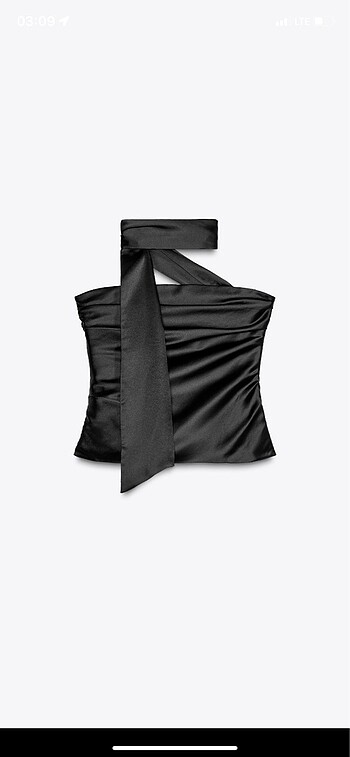 zara fularlı saten bluz siyah