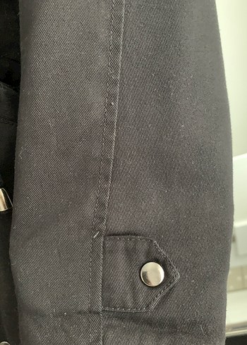 Düğmeli Siyah Midi Kadın Ceket - Görsel 5