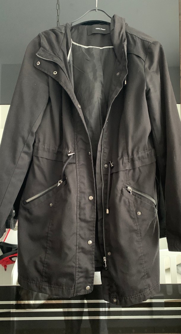 Düğmeli Siyah Midi Kadın Ceket - Görsel 4