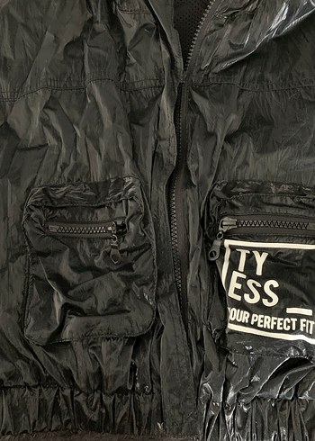 Kızlar için Siyah Kapüşonlu Fermuarlı Yelek - Görsel 6