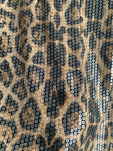 Pullu leopar elbise - Görsel 2