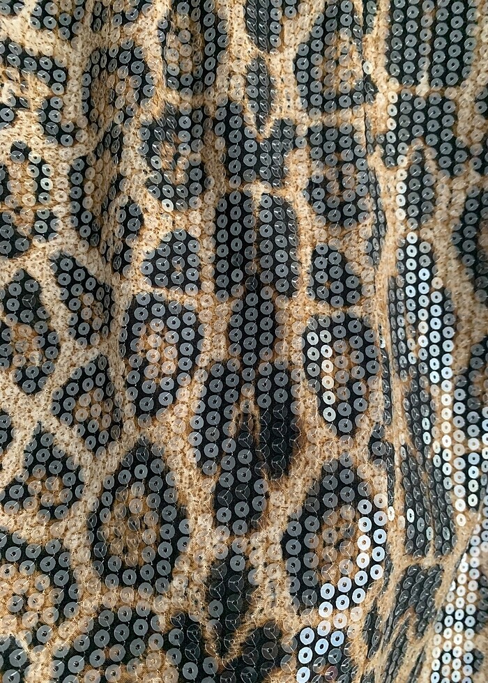 Pullu leopar elbise - Görsel 2