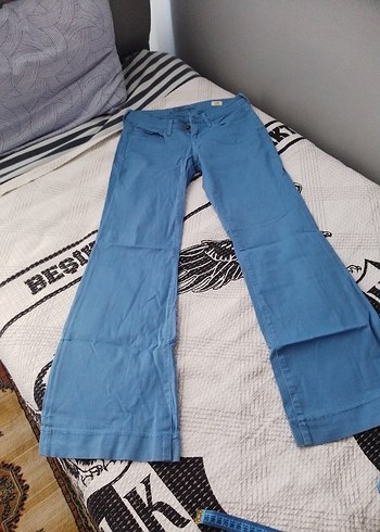 Kadın Mavi Bol paça Kot Pantolon