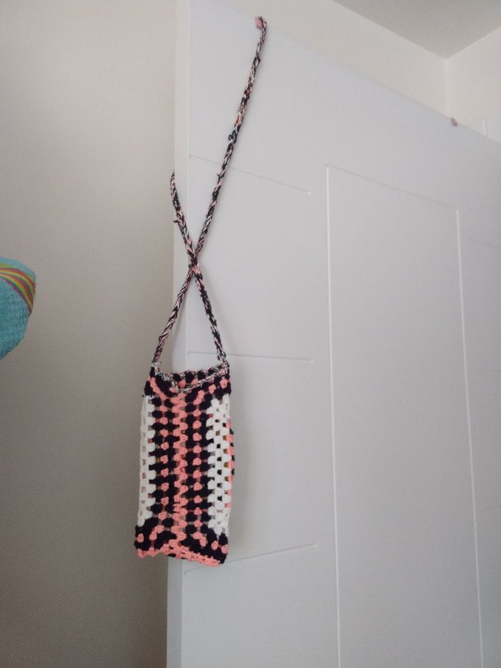 Renkli  Örgü Kadın Çapraz telefon Çanta - Görsel 2