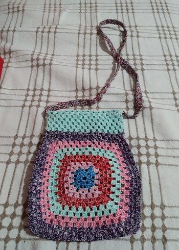 Bohem Renkli Örgü Kadın Çanta - Görsel 2