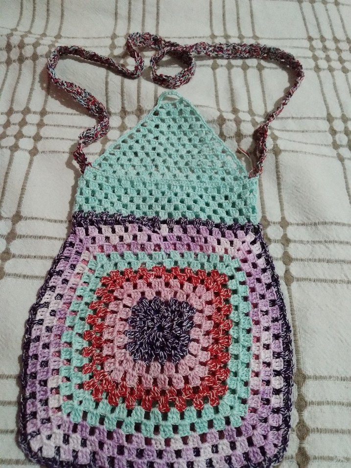 Bohem Renkli Örgü Kadın Çanta - Görsel 3