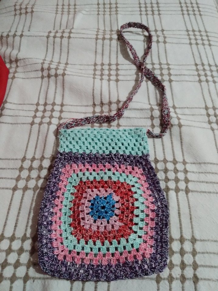 Bohem Renkli Örgü Kadın Çanta - Görsel 2