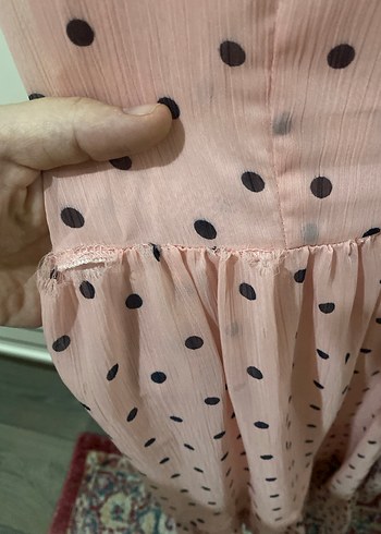 Puantiyeli Şifon elbise - Görsel 4