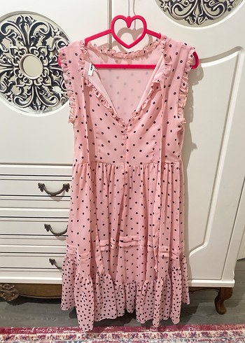 Puantiyeli Şifon elbise - Görsel 2