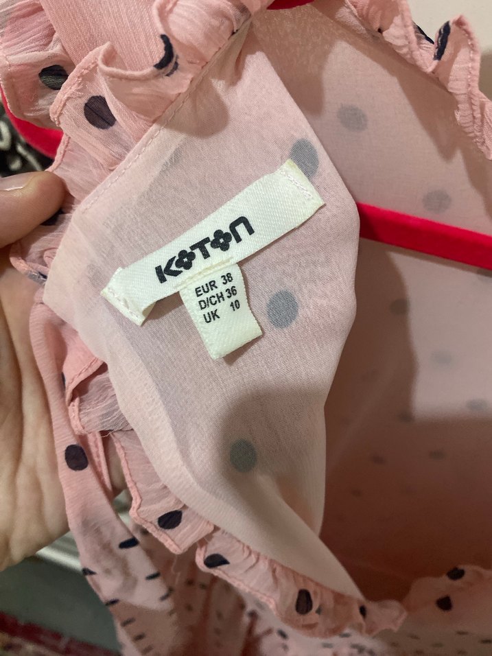 Puantiyeli Şifon elbise - Görsel 3