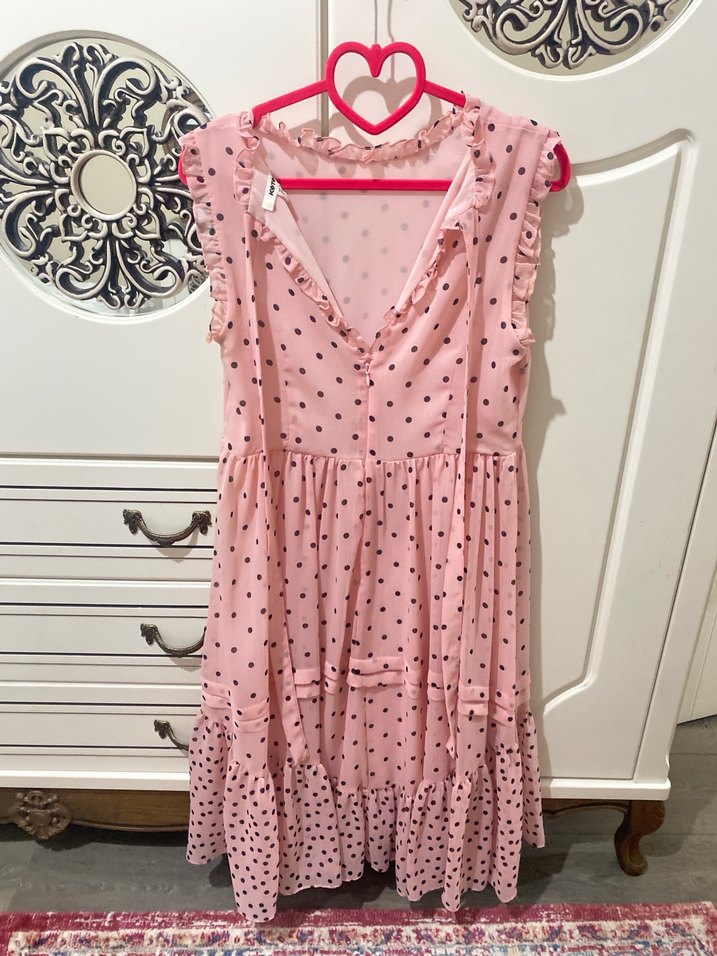 Puantiyeli Şifon elbise - Görsel 2