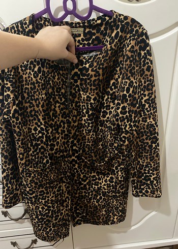 Leopar Desenli, Kürklü Midi Kadın Kaban - Görsel 2