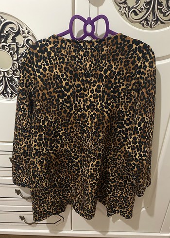 Leopar Desenli, Kürklü Midi Kadın Kaban - Görsel 4