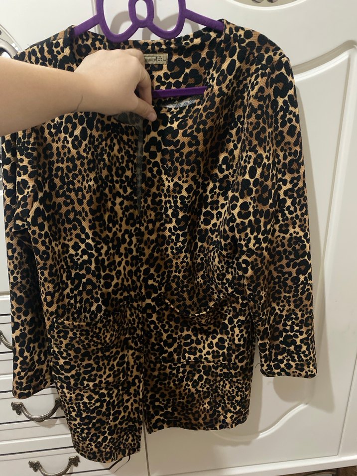 Leopar Desenli, Kürklü Midi Kadın Kaban - Görsel 2