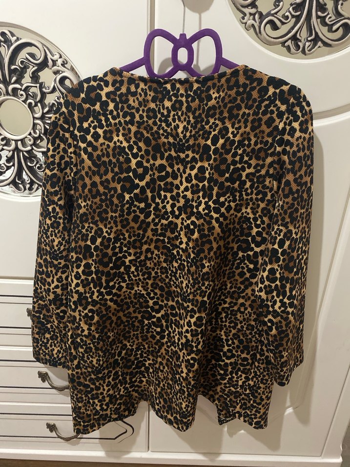 Leopar Desenli, Kürklü Midi Kadın Kaban - Görsel 4