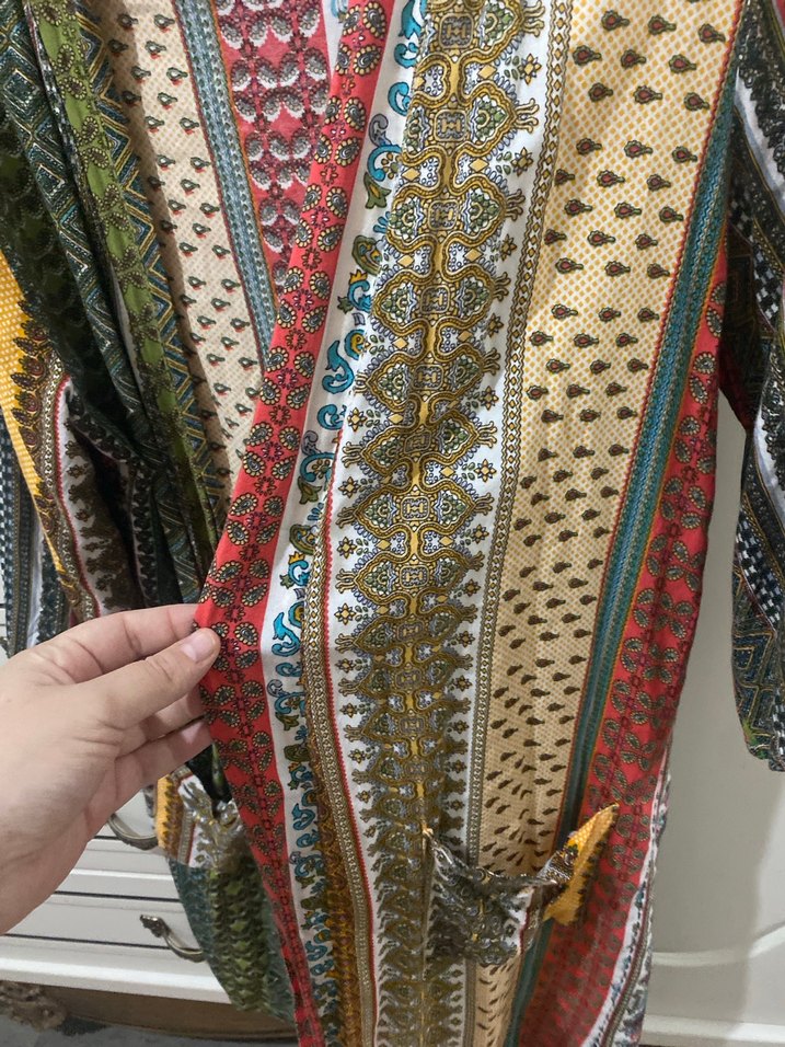 Bohem Uzun Desenli Kadın Kimono - Görsel 2