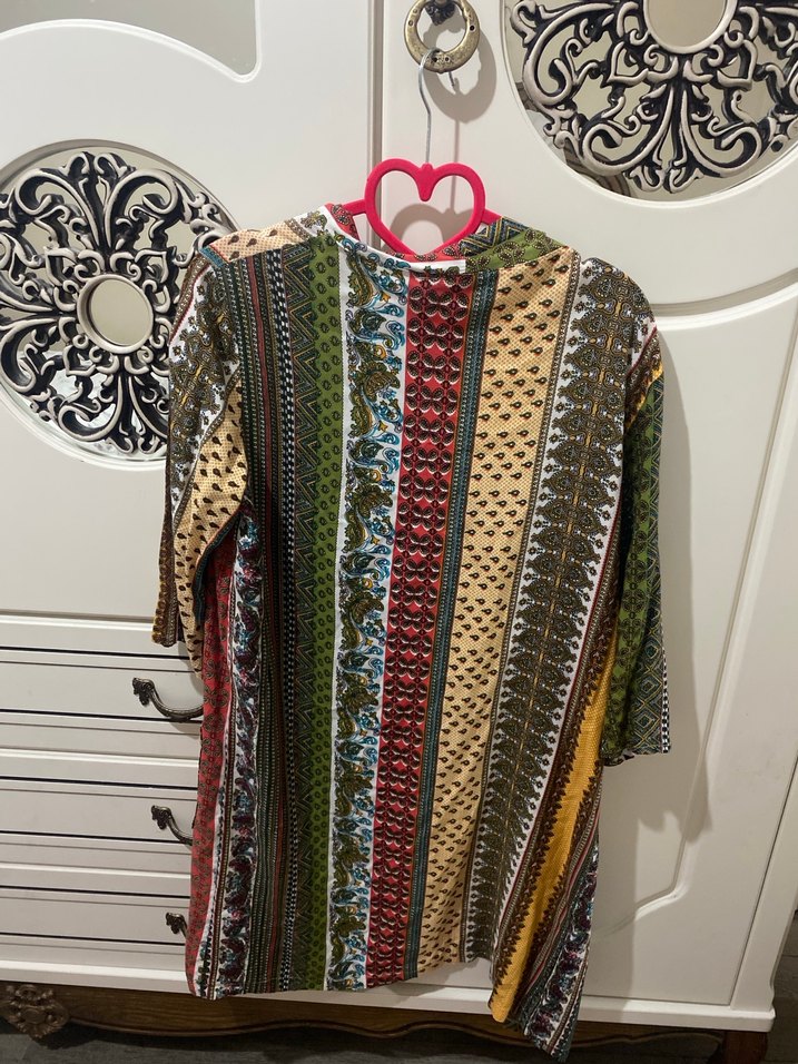 Bohem Uzun Desenli Kadın Kimono - Görsel 3