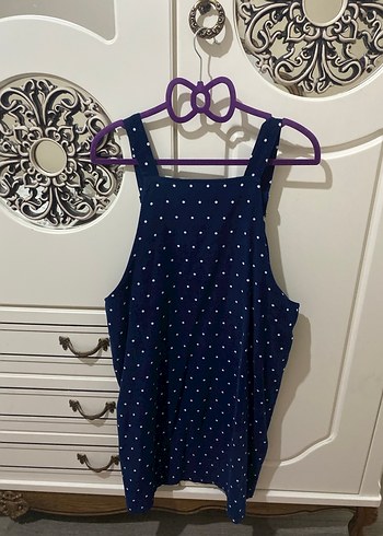 Lacivert Askılı Denim Salopet - Görsel 3