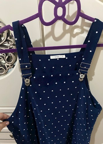 Lacivert Askılı Denim Salopet - Görsel 2