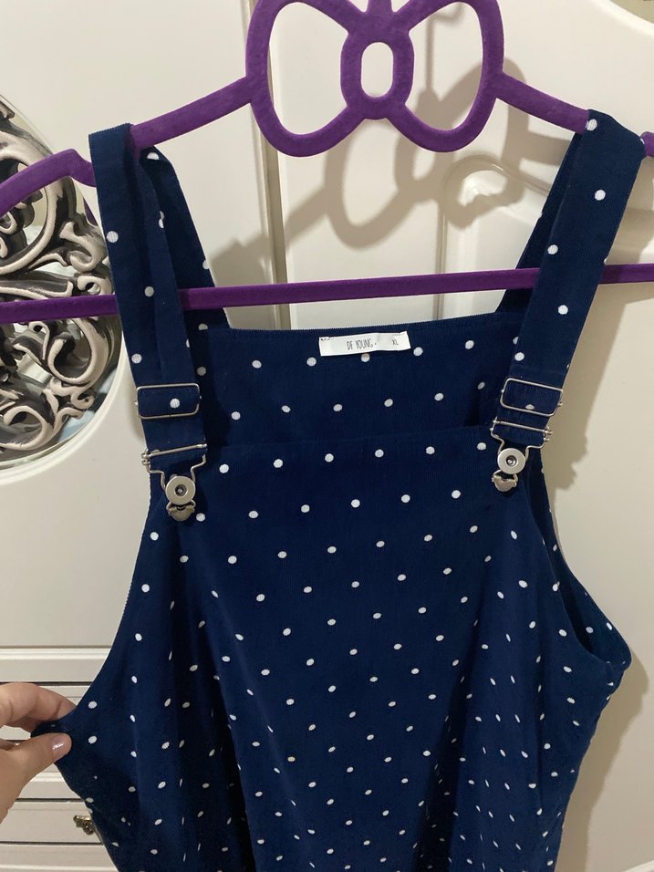 Lacivert Askılı Denim Salopet - Görsel 2