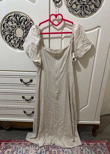 MNG Bohem Salaş Ekru Uzun Elbise - Görsel 5