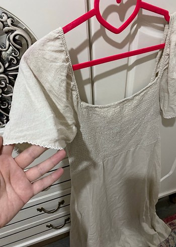 MNG Bohem Salaş Ekru Uzun Elbise - Görsel 3