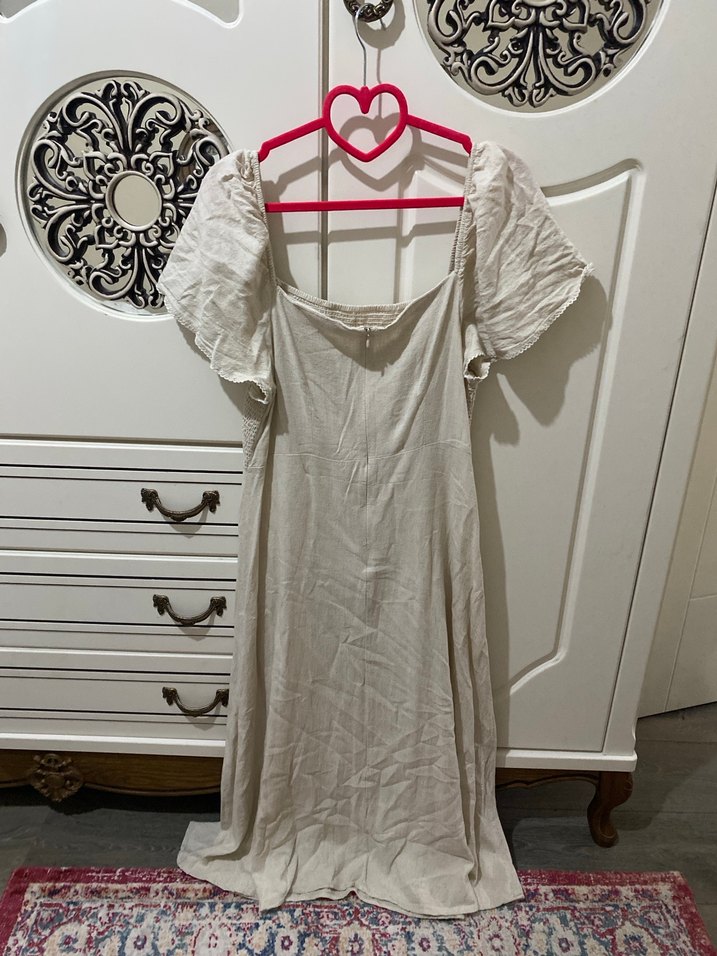 MNG Bohem Salaş Ekru Uzun Elbise - Görsel 5