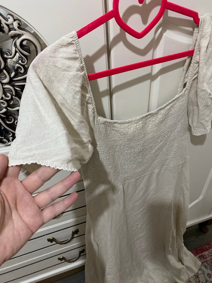 MNG Bohem Salaş Ekru Uzun Elbise - Görsel 3