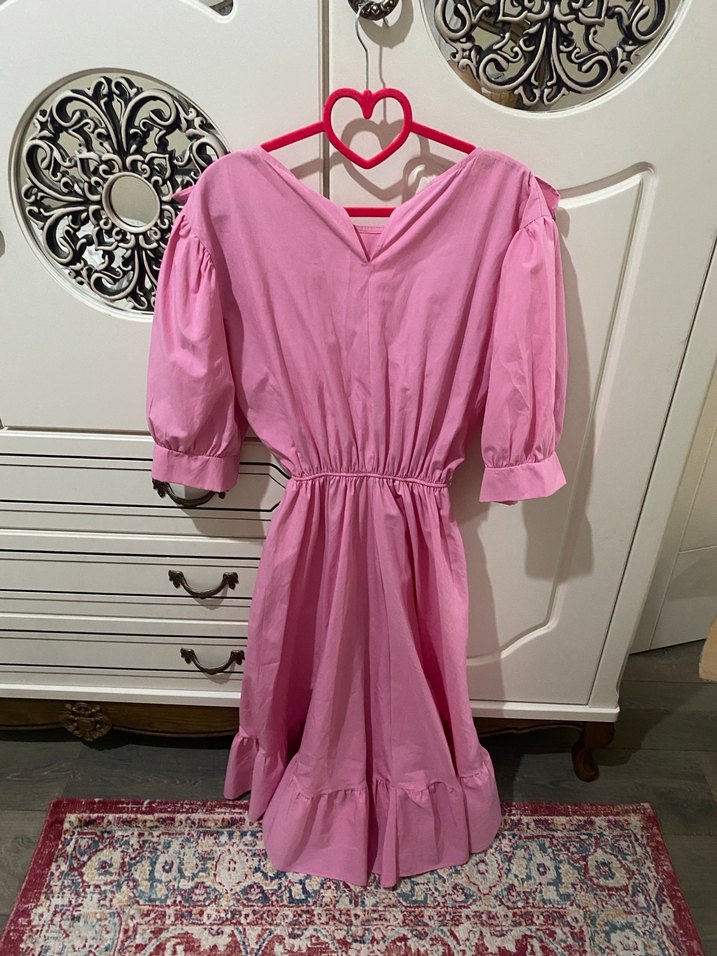 Pembe Fırfırlı Bohem Elbisesi - Görsel 2