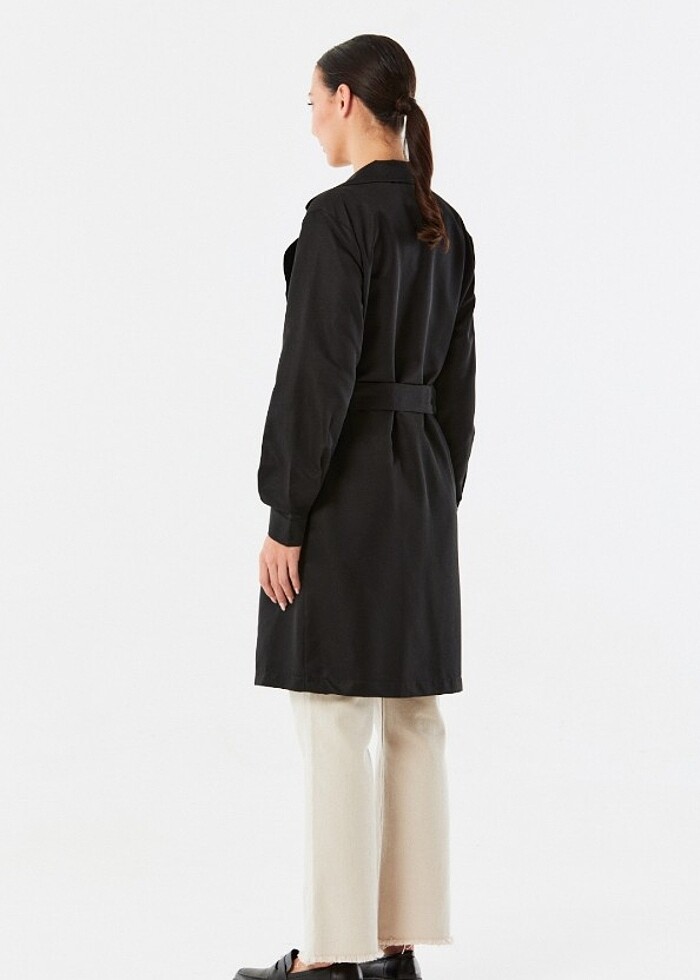 Fulla Siyah Trençkot - Görsel 3